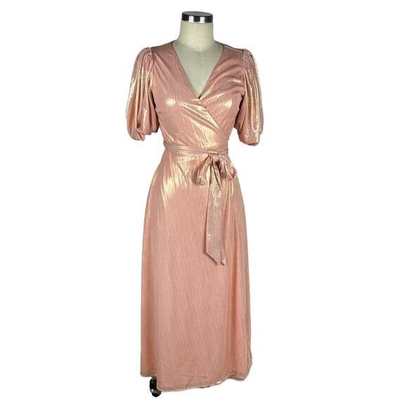 YUMI KIM Francine Pink Gold Sparkly Midi Dress Women's Size Small NWT Glam - Picture 7 of 11